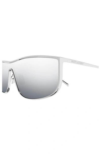 Shop Saint Laurent Luna 99mm Shield Sunglasses In Silver