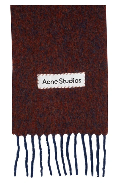 Shop Acne Studios Valley Fringe Scarf In Aubergine/ Blue