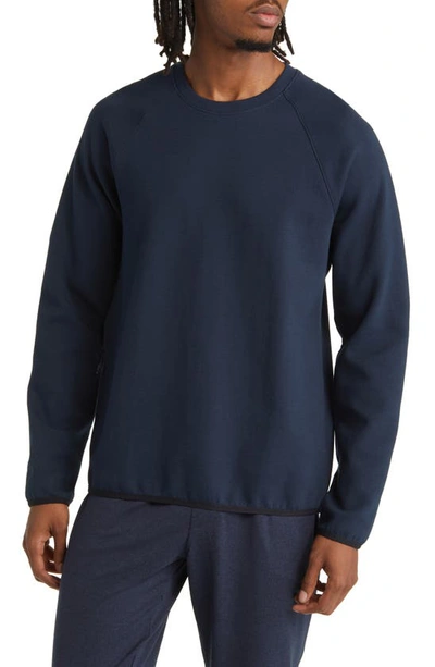 Shop Zella Powertek Crewneck Sweatshirt In Navy Sapphire