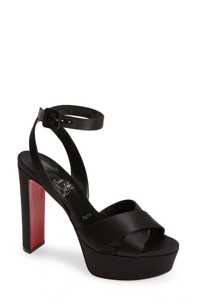 Shop Christian Louboutin Supramariza Platform Sandal In B439 Black/ Lin Black