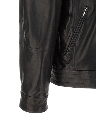 Shop Brunello Cucinelli Leather Biker Jacket In Black