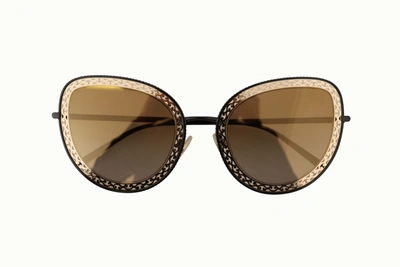 Shop Dolce & Gabbana Black Gold Oval Metal Frame Lace Logo Women's Sunglasses
