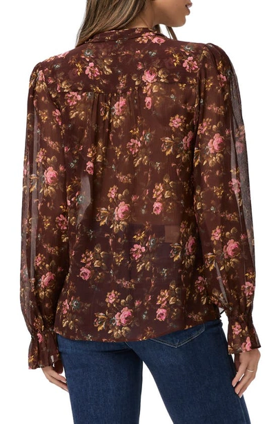 Shop Paige Clemency Floral Silk Top In Rosewood Multi
