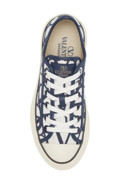 Shop Valentino Vlogo Toile Platform Sneaker In White/ Blue