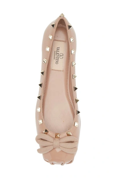 Shop Valentino Rockstud Ballerina Flat In Rose