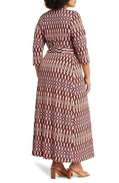 Shop Leota Perfect Faux Wrap Maxi Dress In Retro Stripes Sun Dried Tomato