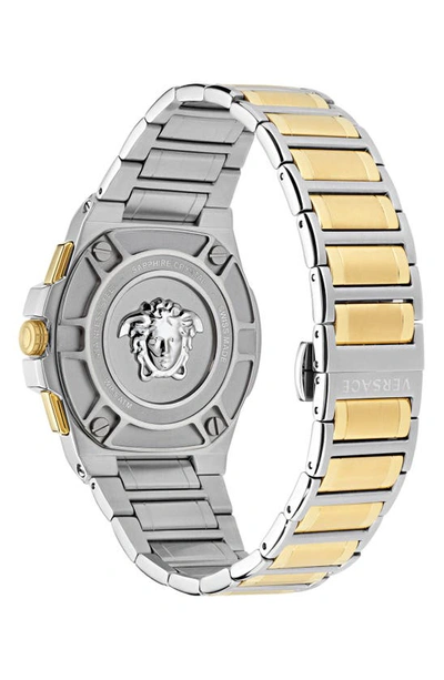 Shop Versace Greca Extreme Bracelet Chronograph Watch, 45mm In Two Tone