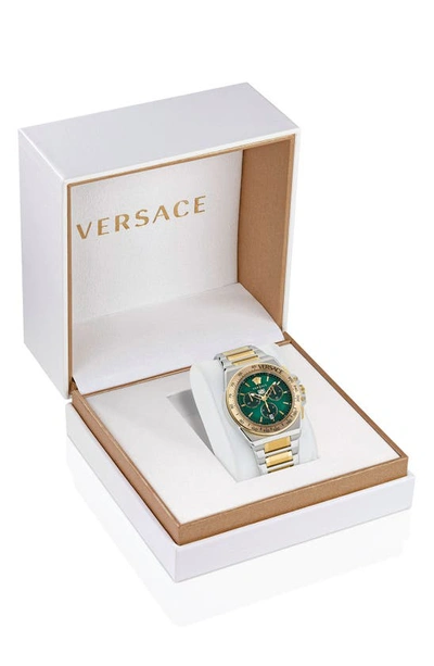 Shop Versace Greca Extreme Bracelet Chronograph Watch, 45mm In Two Tone