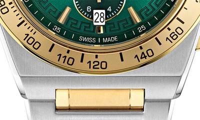 Versace Men's Swiss Chronograph Greca Extreme Two-tone Stainless Steel Bracelet Watch 45mm In Two Tone