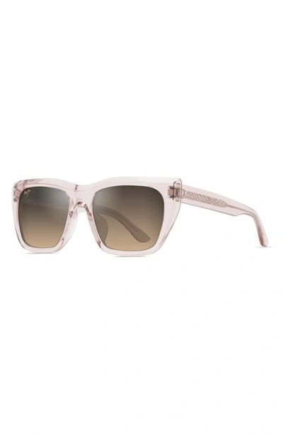 Shop Maui Jim Aloha Lane 56mm Gradient Polarizedplus2® Square Sunglasses In Transparent Pink