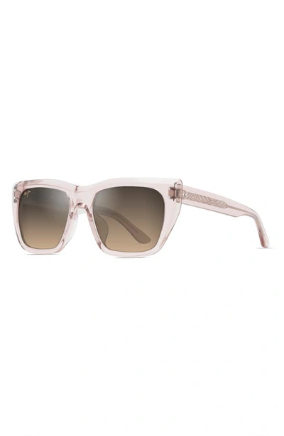 Maui Jim Men's Aloha Lane Acetate Rectangle Sunglasses In Transparent Pink