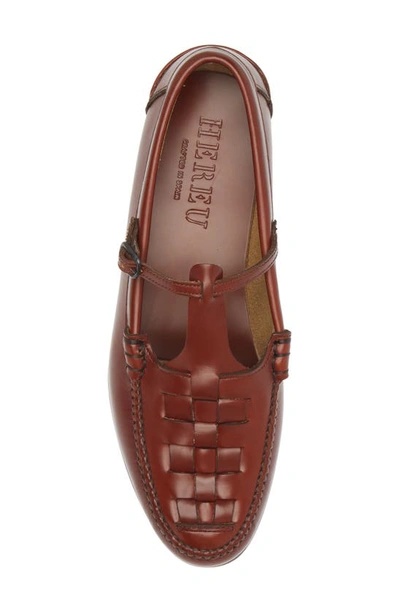 Hereu Maqueda Woven T-strap Loafer In Russet