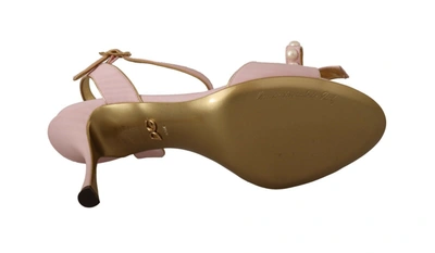 Shop Dolce & Gabbana Pink Faux Pearl Ankle Strap Heels Sandals Women's Shoes