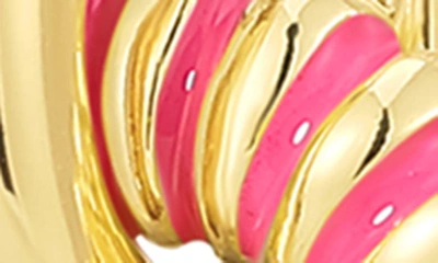 Shop Luv Aj Le Signe Neon Pink Loop Hoop Drop Earrings In Gold