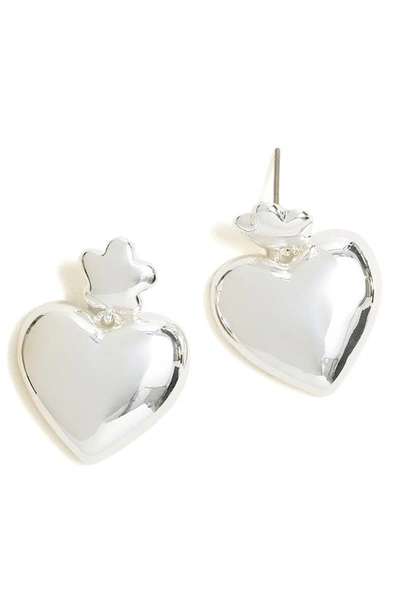 Shop Madewell Puffy Heart Statement Earrings In Polished Silver