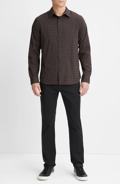 Shop Vince New Castle Plaid Brushed Button-up Shirt In Pinot Vino/ H Charcoa
