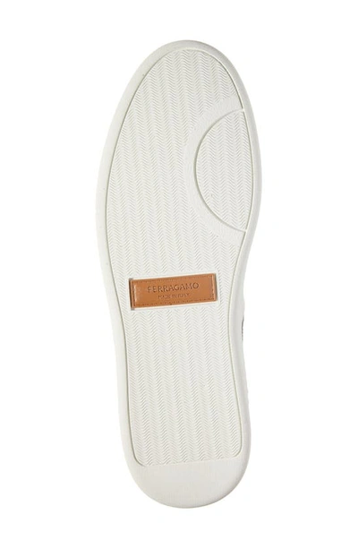 Ferragamo Achille Logo Leather Sneakers In Stromboli Sand Bianco Ottico