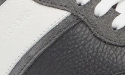 Ferragamo Achille Logo Leather Sneakers In Stromboli Sand Bianco Ottico
