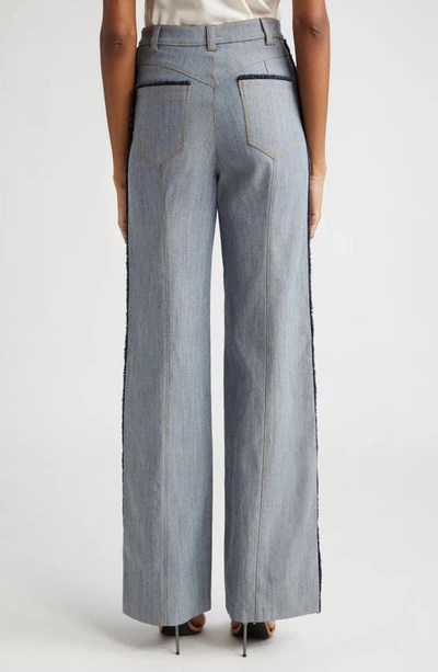Cinq À Sept Francine Topstitched High-rise Straight-leg Pants In Light Indigo