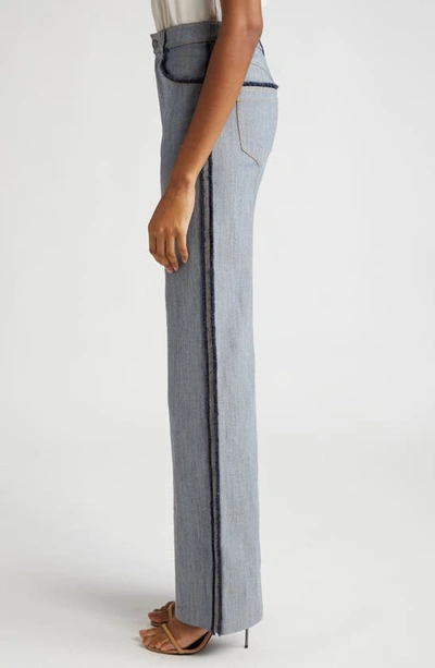 Cinq À Sept Francine Topstitched High-rise Straight-leg Pants In Light Indigo