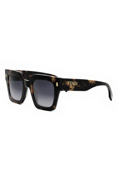 Shop Fendi Roma 50mm Square Sunglasses In Havana / Gradient Smoke