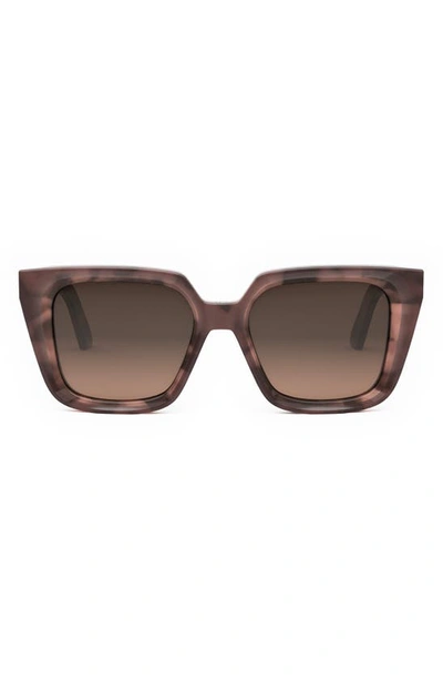 Shop Dior 'midnight S1i 53mm Square Sunglasses In Red Havana / Gradient Brown