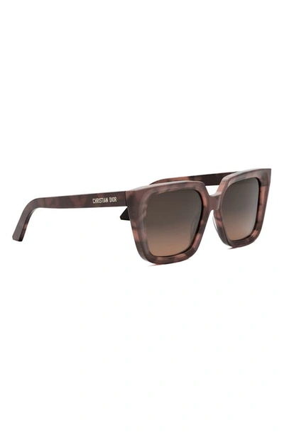 Dior 'midnight S1i 53mm Square Sunglasses In Red Havana / Gradient Brown