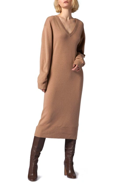 Equipment Jeannie Long Sleeve Cashmere Sweater Dress In Camel