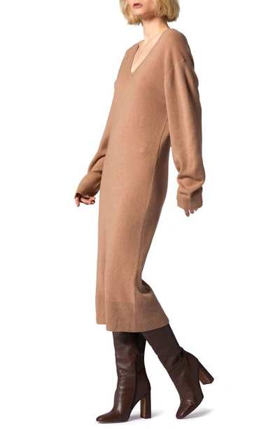 Shop Equipment Jeannie Long Sleeve Cashmere Sweater Dress In Camel