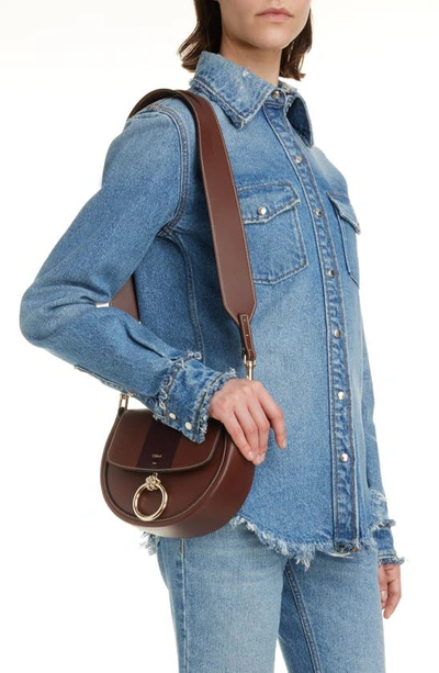 Shop Chloé Small Arlene Leather Crossbody Saddle Bag In Chocolate 25c