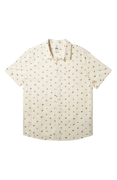 Shop Quiksilver Minimo Floral Short Sleeve Button-up Shirt In Birch