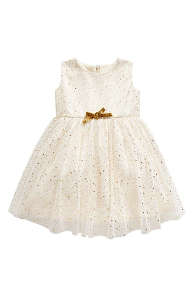 Shop Rachel Riley Metallic Star Tulle Dress In White/ Gold