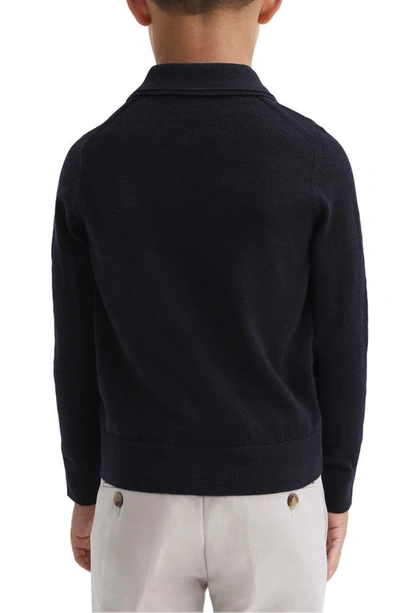 Shop Reiss Kids' Trafford Jr. Wool Blend Polo Sweater In Navy