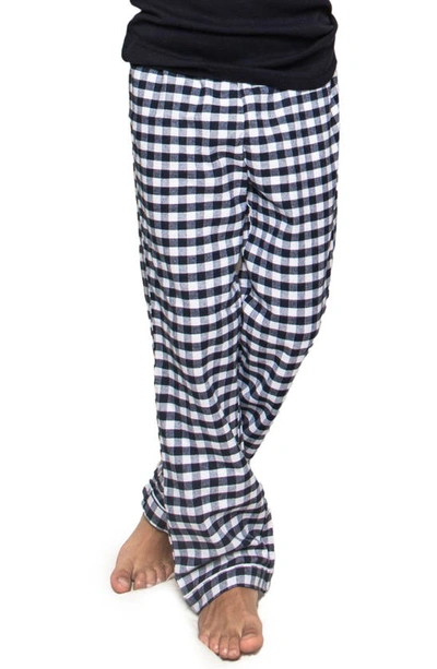 Petite Plume Kids' Gingham Cotton Blend Pajama Pants In Navy