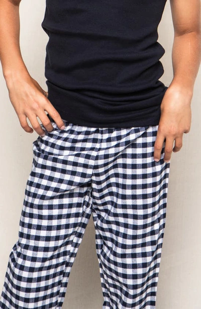 Petite Plume Kids' Gingham Cotton Blend Pajama Pants In Navy