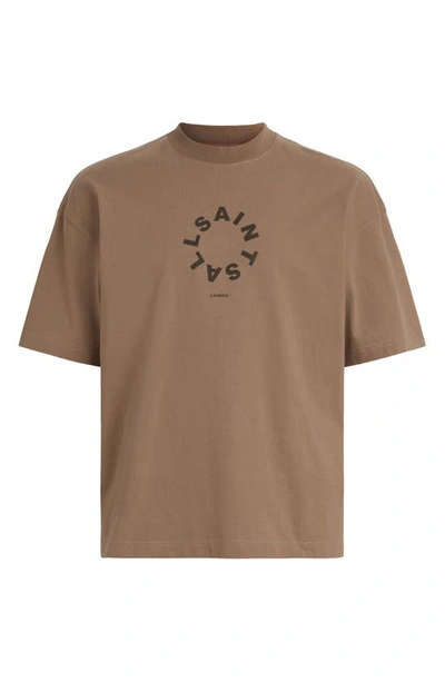 Shop Allsaints Tierra Logo Graphic T-shirt In Chai Brown