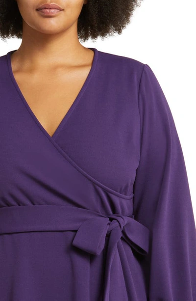 Leota Perfect Long Sleeve Faux Wrap Dress In Solid Crown Jewel