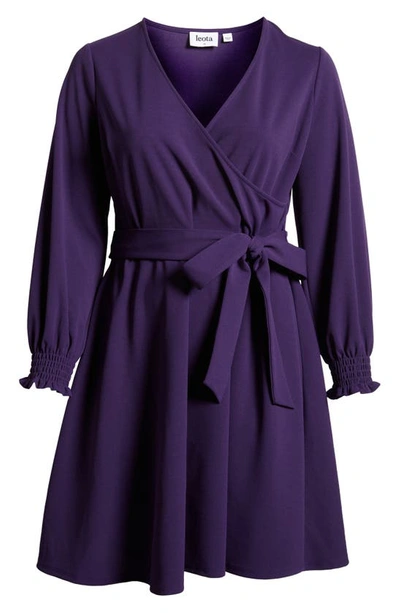 Leota Perfect Long Sleeve Faux Wrap Dress In Solid Crown Jewel