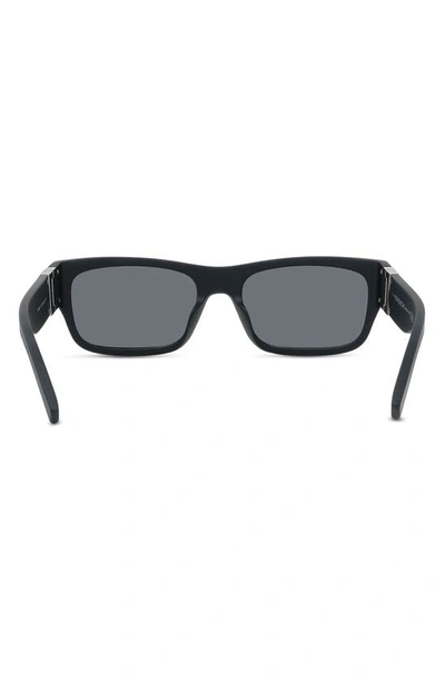 Shop Givenchy 4g 56mm Rectangular Sugnlasses In Matte Black / Smoke Mirror