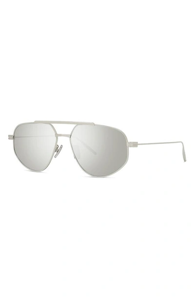 Shop Givenchy Gvspeed 57mm Aviator Sunglasses In Shiny Palladium / Brown Mirror