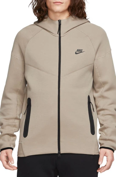Shop Nike Tech Fleece Windrunner Zip Hoodie In Khaki/ Black