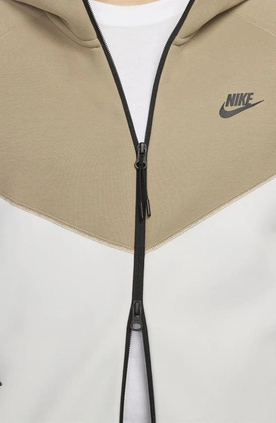 Shop Nike Tech Fleece Windrunner Zip Hoodie In Summit White/ Khaki/ Black