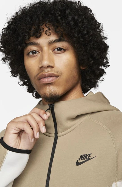 Nike Tech Fleece Windrunner Zip Hoodie In Summit White/ Khaki/ Black