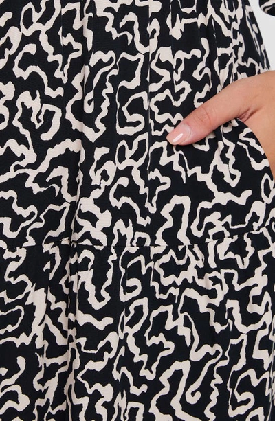 Shop Estelle Sparrow Print Midi Dress In Black/ Cream