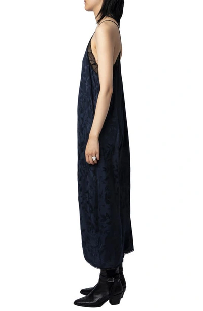 Shop Zadig & Voltaire Risty Ikat Jacquard Silk Slipdress In Encre