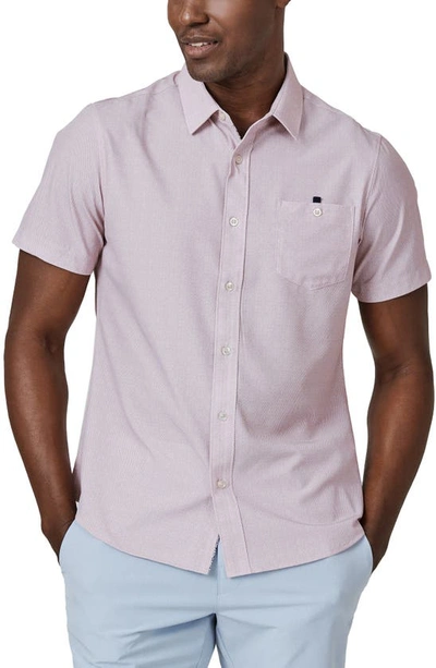 Shop 7 Diamonds Cortes Micropattern Performance Short Sleeve Button-up Shirt In Stone Rose