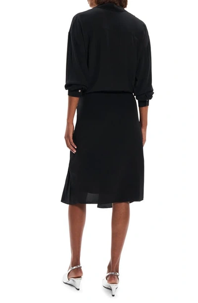 Shop Theory Sarong Skirt Long Sleeve Shirtdress In Black