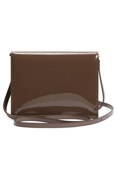 Shop Dolce & Gabbana Dg Logo Patent Leather Crossbody Bag In Brown