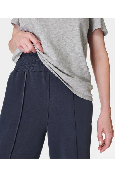 Sweaty Betty Womens Navy Blue Sand Wash Wide-leg Stretch-recycled Polyester  Blend Jogging Bottoms