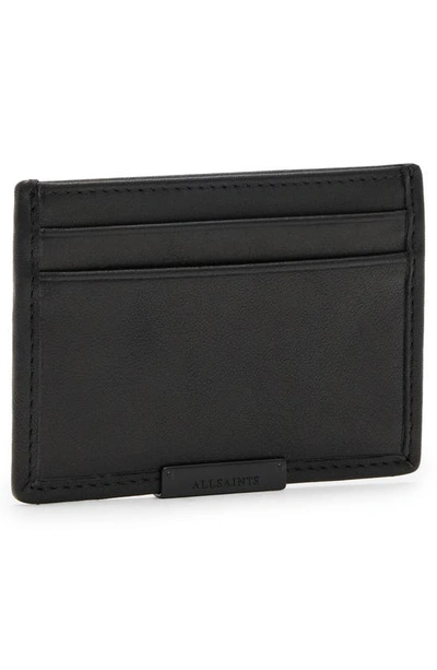 Shop Allsaints Dove Leather Card Case In Black